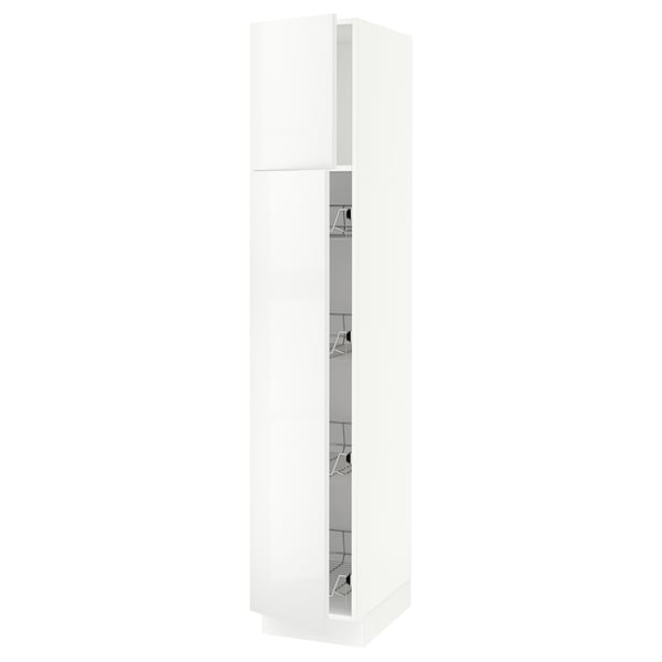 SEKTION High cabinet w door/wire baskets, white/Ringhult white, 15x24x80 "
