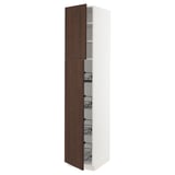 SEKTION High cabinet w door/wire baskets, white/Sinarp brown, 18x24x90 "