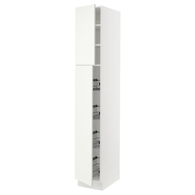 SEKTION High cabinet w door/wire baskets, white/Vallstena white, 15x24x90 "