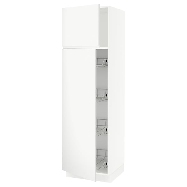 SEKTION High cabinet w door/wire baskets, white/Voxtorp matt white, 24x24x80 "