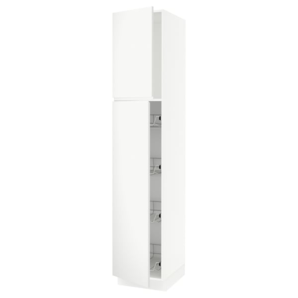SEKTION High cabinet w door/wire baskets, white/Voxtorp matt white, 18x24x90 "