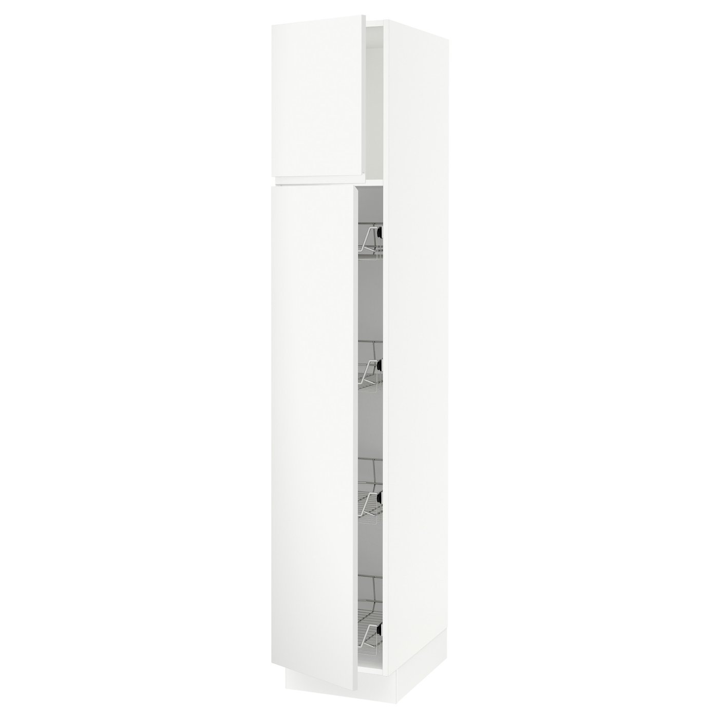 SEKTION high w door/wire baskets, white/Voxtorp matt white