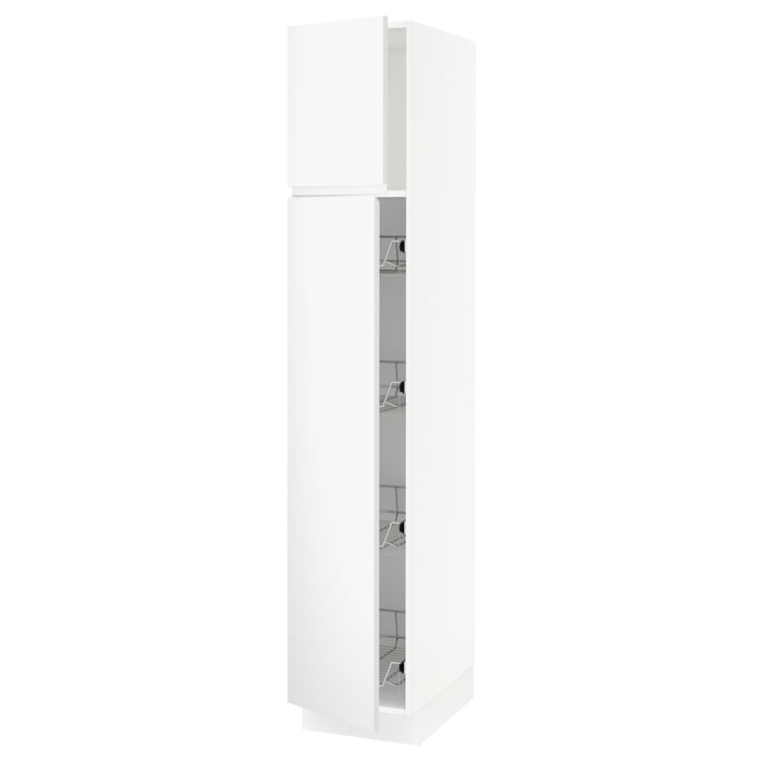 SEKTION high w door/wire baskets, white/Voxtorp matt white