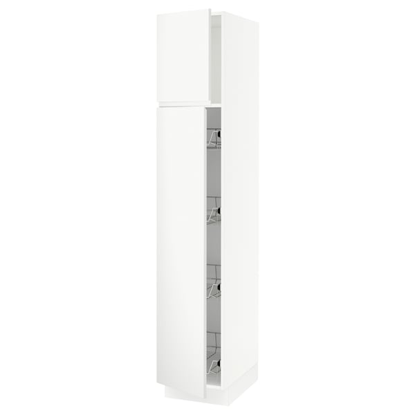 SEKTION High cabinet w door/wire baskets, white/Voxtorp matt white, 15x24x80 "
