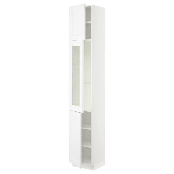 SEKTION High cabinet w glass door/2 doors, white/Axstad matt white, 15x15x90 "