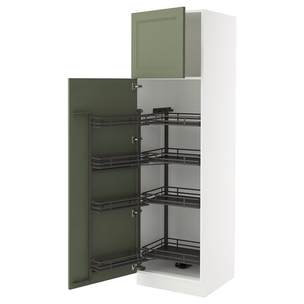 SEKTION High cabinet with pull-out pantry, white/Axstad gray-green, 24x24x80 "