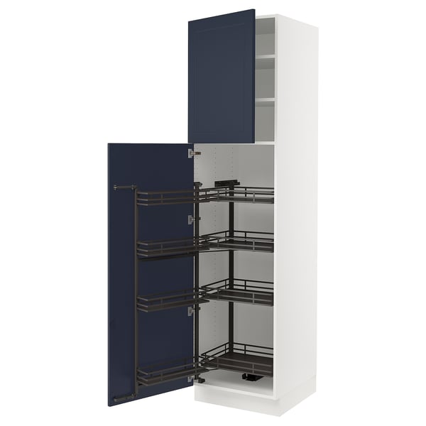 SEKTION High cabinet with pull-out pantry, white Axstad/matte blue, 24x24x90 "
