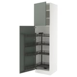 SEKTION High cabinet with pull-out pantry, white/Nickebo matt grey-green, 24x24x90 "