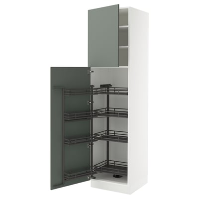 SEKTION High cabinet with pull-out pantry, white/Nickebo matt grey-green, 24x24x90 "