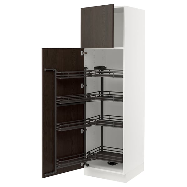 SEKTION High cabinet with pull-out pantry, white/Sinarp brown, 24x24x80 "