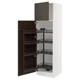 SEKTION High cabinet with pull-out pantry, white/Sinarp brown, 24x24x80 "