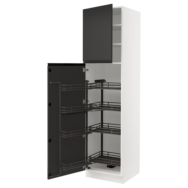 SEKTION High cabinet with pull-out pantry, white/Upplöv matt anthracite, 24x24x90 "