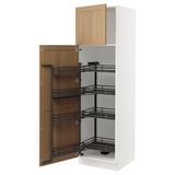 SEKTION High cabinet with pull-out pantry, white/Vedhamn oak, 24x24x80 "