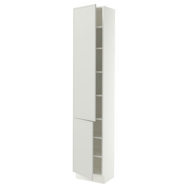 SEKTION High cabinet with shelves/2 doors, white/Aspudden light gray, 18x15x90 "