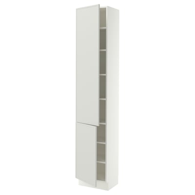 SEKTION High cabinet with shelves/2 doors, white/Aspudden light gray, 18x15x90 "