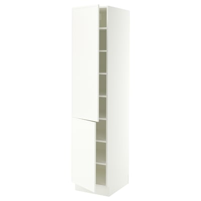 SEKTION High cabinet with shelves/2 doors, white/Aspudden matt white, 18x24x80 "