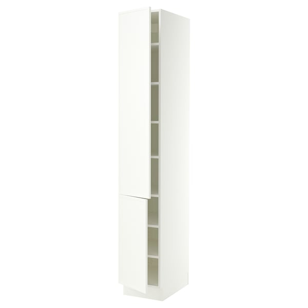SEKTION High cabinet with shelves/2 doors, white/Aspudden matt white, 15x24x90 "