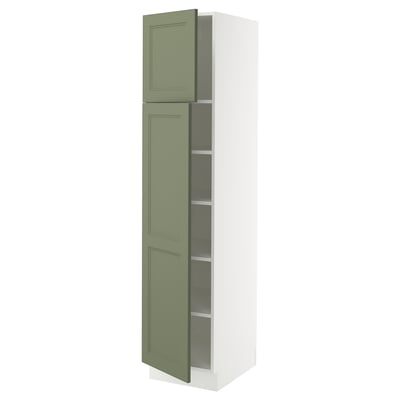 SEKTION High cabinet with shelves/2 doors, white/Axstad gray-green, 18x24x80 "
