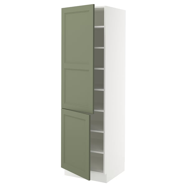 SEKTION High cabinet with shelves/2 doors, white/Axstad gray-green, 24x24x80 "