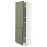 SEKTION High cabinet with shelves/2 doors, white/Axstad gray-green, 24x24x80 "