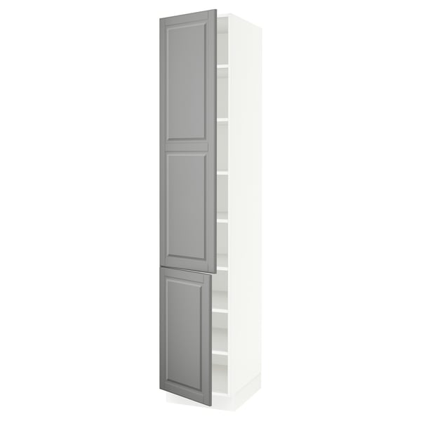 SEKTION High cabinet with shelves/2 doors, white/Bodbyn gray, 18x24x90 "