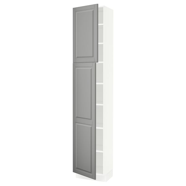 SEKTION High cabinet with shelves/2 doors, white/Bodbyn gray, 18x15x90 "