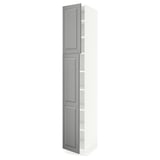 SEKTION High cabinet with shelves/2 doors, white/Bodbyn gray, 15x24x90 "