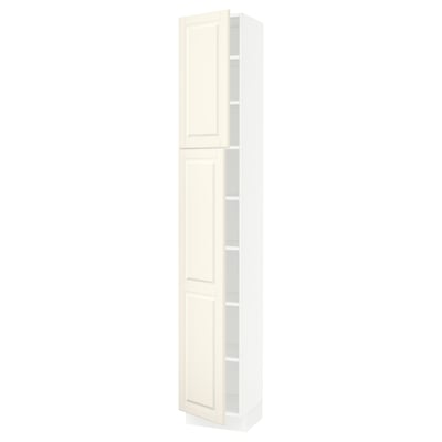 SEKTION High cabinet with shelves/2 doors, white/Bodbyn off-white, 15x15x90 "