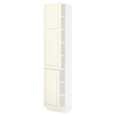 SEKTION High cabinet with shelves/2 doors, white/Bodbyn off-white, 18x15x80 "