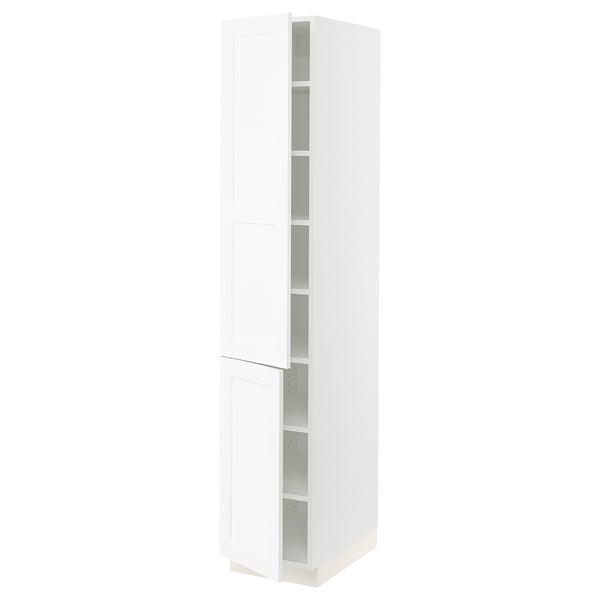 SEKTION High cabinet with shelves/2 doors, white Enköping/white wood effect, 15x24x80 "