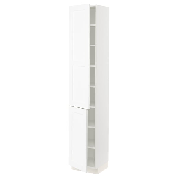 SEKTION High cabinet with shelves/2 doors, white Enköping/white wood effect, 15x15x80 "