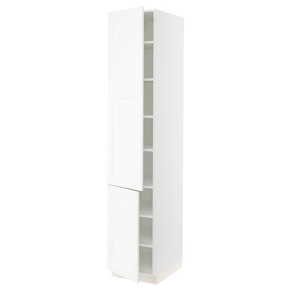 SEKTION High cabinet with shelves/2 doors, white Enköping/white wood effect, 18x24x90 "