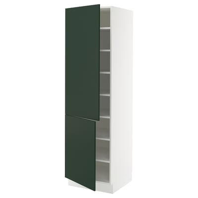 SEKTION High cabinet with shelves/2 doors, white/Havstorp deep green, 24x24x80 "
