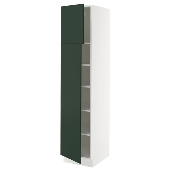 SEKTION High cabinet with shelves/2 doors, white/Havstorp deep green, 18x24x80 "