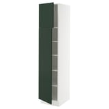 SEKTION High cabinet with shelves/2 doors, white/Havstorp deep green, 18x24x80 "