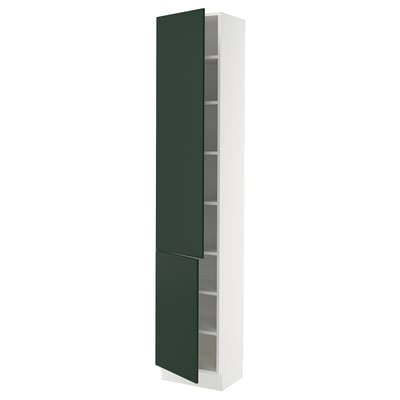 SEKTION High cabinet with shelves/2 doors, white/Havstorp deep green, 18x15x90 "