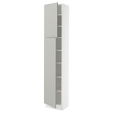 SEKTION High cabinet with shelves/2 doors, white/Havstorp light gray, 18x15x90 "