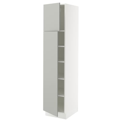 SEKTION High cabinet with shelves/2 doors, white/Havstorp light gray, 18x24x80 "