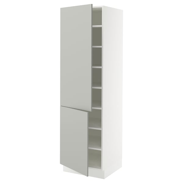 SEKTION High cabinet with shelves/2 doors, white/Havstorp light gray, 24x24x80 "