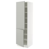 SEKTION High cabinet with shelves/2 doors, white/Havstorp light gray, 24x24x80 "