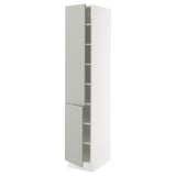 SEKTION High cabinet with shelves/2 doors, white/Havstorp light gray, 15x24x80 "