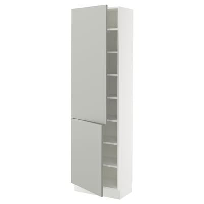 SEKTION High cabinet with shelves/2 doors, white/Havstorp light gray, 24x15x80 "