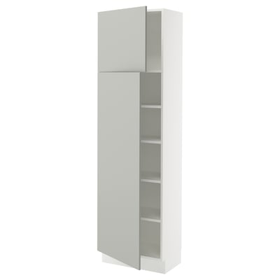 SEKTION High cabinet with shelves/2 doors, white/Havstorp light gray, 24x15x80 "