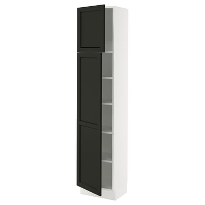 SEKTION High cabinet with shelves/2 doors, white/Lerhyttan black stained, 18x15x80 "
