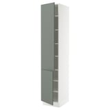 SEKTION High cabinet with shelves/2 doors, white/Nickebo matt grey-green, 18x24x90 "