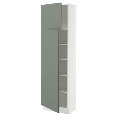 A white and green SEKTION kitchen cabinet with two adjustable shelves and a silent door closure.