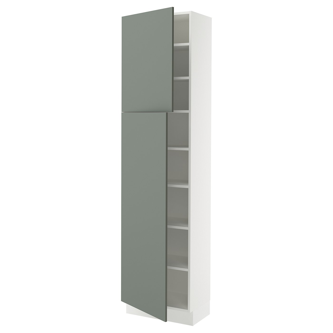 SEKTION high cabinet with shelves/2 doors, white/Nickebo matt grey