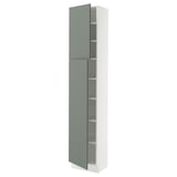 SEKTION High cabinet with shelves/2 doors, white/Nickebo matt grey-green, 18x15x90 "