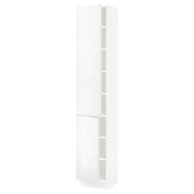 SEKTION High cabinet with shelves/2 doors, white/Ringhult white, 15x15x80 "