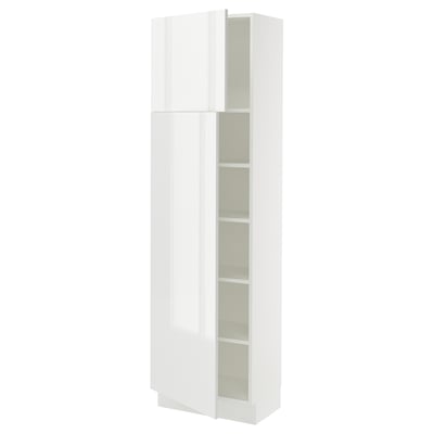 A white, tall kitchen cabinet with multiple shelves from IKEAs SEKTION series.